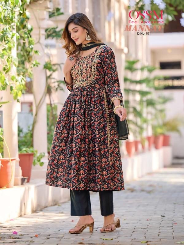 Ossm Mannat Vol 3 Fancy Kurti With Bottom Dupatta Collection